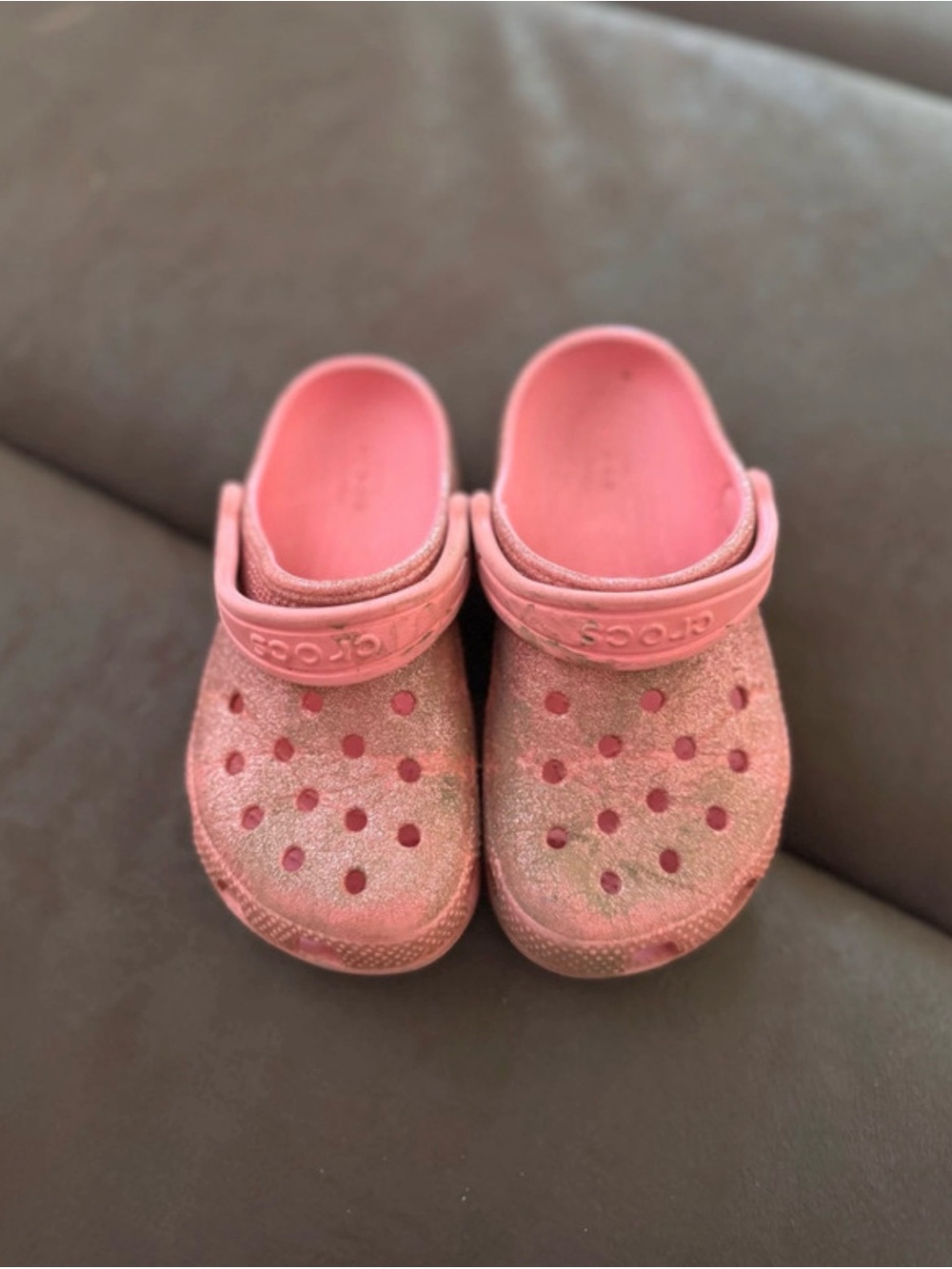 Crocs Kids Glitter Pink Comfort Clogs with Heel Strap
